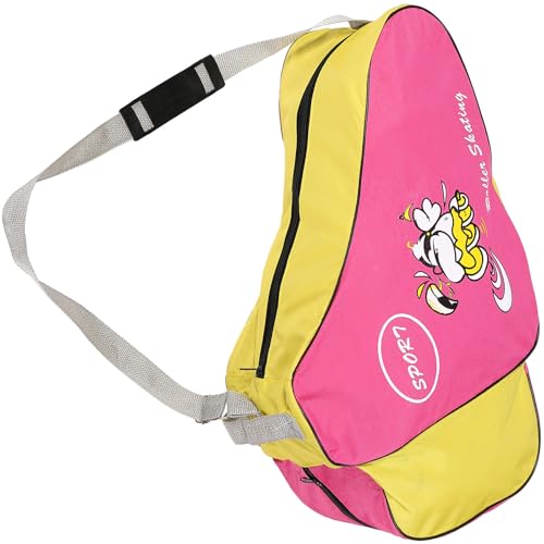 TOVINANNA Mochila para Patines Ruedas, Bolsa de Tela Oxford para Patinaje sobre Ruedas y Hielo, Color Rosa Diseño de Dibujos Animados, Adecuada para Niñas y Entrenamiento en Color Aleatorio