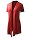 BIADANI Women Versatile Soft Short Sleeve Open Front Drape Cardigan Coral XX-Large