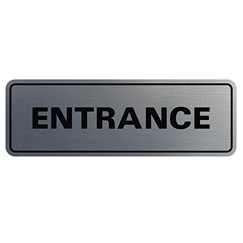 Plaque murale 3" x 9" argenté brossé pour signalisation intérieure chic