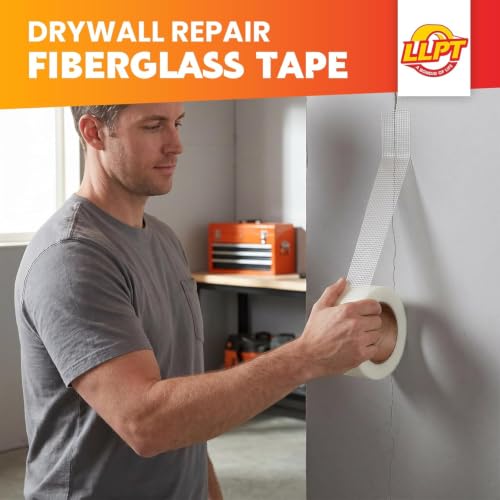 Image of LLPT Drywall Repair Fiberglass Joint Tape, 6 inch x 100 Ft, White | Self Adhesive, Industrial Grade, Extra Strength Fiber Mesh, Repositionable, Easy Use for Seam Patch Wall Crack Seam Repair