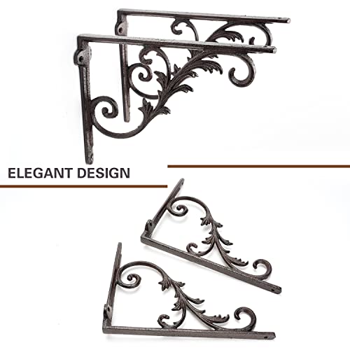 Équerre de fixation en fonte marron pour étagère murale