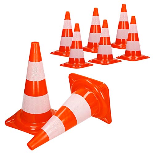 ECD Germany 8 Stück Verkehrskegel Pylone 47 cm, Orange-Weiß,...