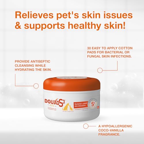 Douxo S3 PYO Pads, 3% Chlorhexidine Wipes for Dogs and Cats, 30 Pads | Antiseptic Dog Wipes For Bacterial or Yeast Skin Infections, 0.5% Ophytrium, Clinically Proven - Image 6