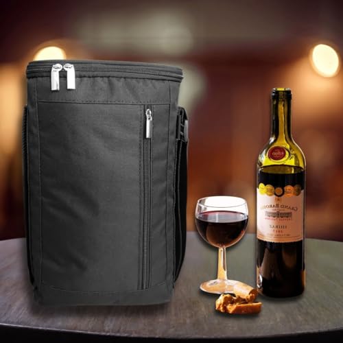 Bolsa Termica Porta Vinhos Oxford 3 Garrafas ou Taças Bag Impermeavel Bolso Abridor Alça de Ombro