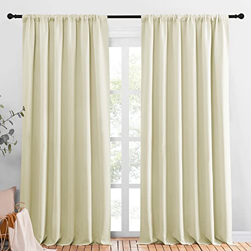 NICETOWN Blackout Curtains for Living Curtains, Beige, 2 Panels, 29 by 30, Room Darkening Window Curtain Panels, Easy-Care Solid Thermal Insulated Draperies/Drapes for Daughter Room Beige 29