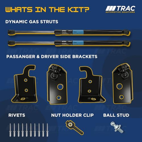 Image of TRAC  ULTRALIFT XUV700 Gas Spring System - Front Hood Hands‑Free Opening | Bonnet Gas Struts - Aluminium Hood‑Lift System | Easy DIY Install | Smooth & Durable Performance | Strong Aluminium Mount