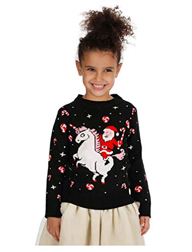 Tstars Unicorn Santa Girls Ugly Christmas Sweater Tacky Holiday Xmas Sweaters for Toddler Kids