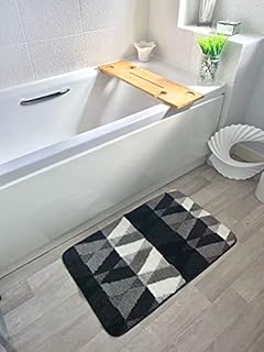 eBoutik Door Mat Doormat Machine Washable Barrier Mat Dirt Trapper TPR Non-Slip Technology Carpet (Black White and Grey Triangle, 60cm x 90cm)