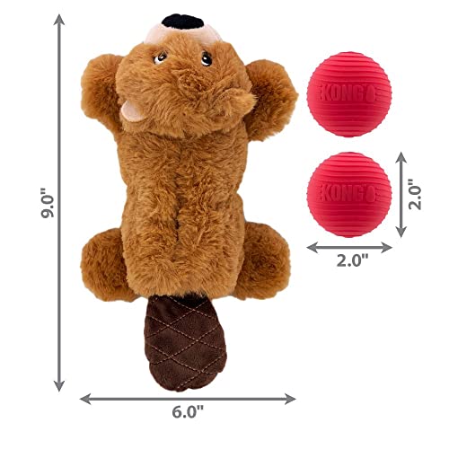 Jouet pour chien KONG Cozie Pocketz Castor SM peluche robuste avec sifflet