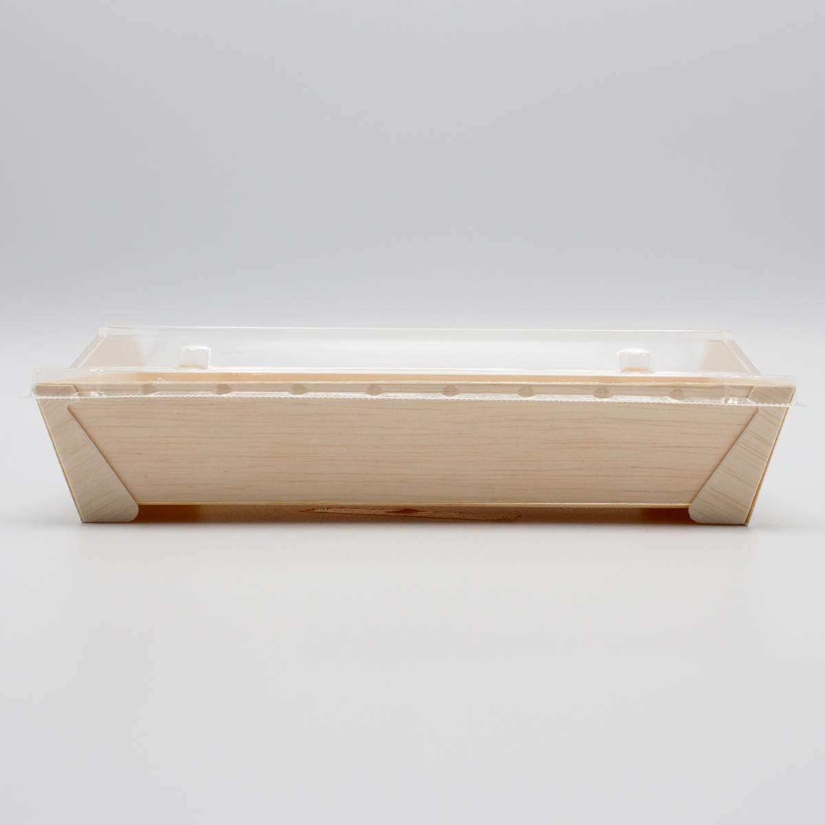 【50個セット】KAYU PACKAGE 長方形 RECTANGLE 木製 容器 Sサイズ 175mm x 121mm x 40mm 透明プラ 蓋 フタ付 使い捨て (50)