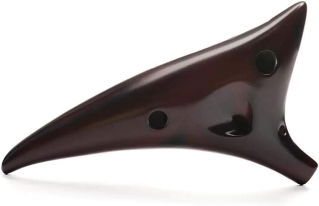 12 Hole Ocarina Alto C Classic Handmade Straw Fire Smokey Brown AC Ceramic Ocarina for Beginners, OcarinaWind Easy to Play, Gift Idea