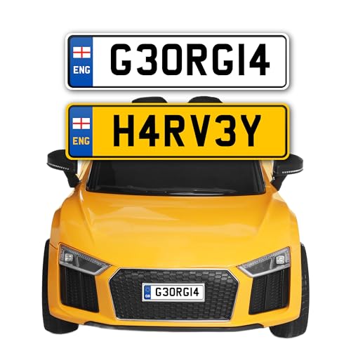QuoteMyWall 2X Kids Toy Car Numberplate Stickers for Ride On Personalised Decals Peel & Stick for Electric Cars Childrens Scooter Trike Bike Mobility Scooter Custom Number Plates