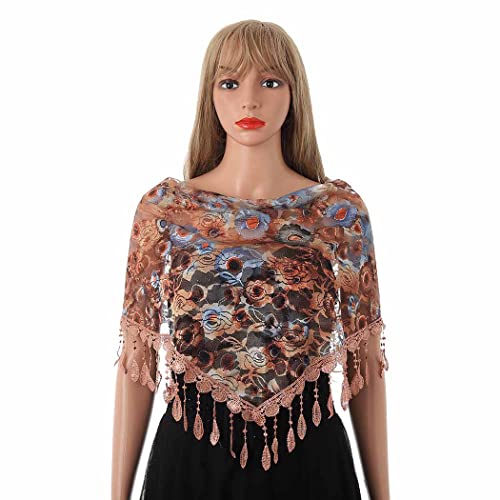 Lace Floral Church Veils Wedding Triangle Tulle Head Covering Tassel Mass Wrap Chapel Mantilla Veil for Women4