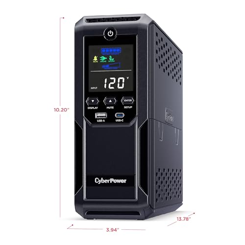 Image of CyberPower CP1350AVRLCD3 Intelligent LCD UPS Battery Backup | 1350VA /815W, 12 Outlets, 2 USB Ports, AVR, Mini Tower, UL Certified
