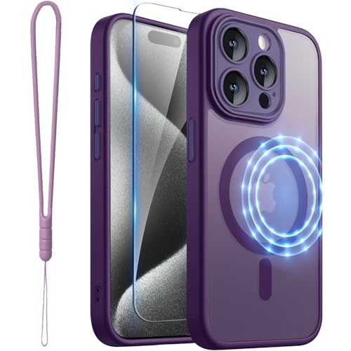 ROYBENS for iPhone 15 Pro Matte Clear Case Compatible with Magsafe, Purple