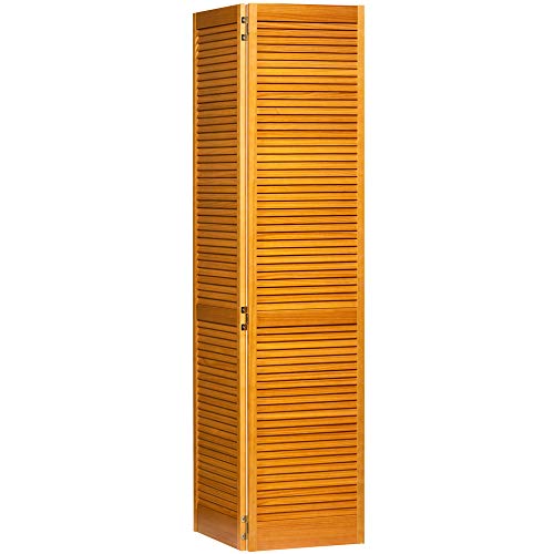 Kimberly Bay Traditional Louver Louver Golden Oak Solid Core Wood Bi-Fold Door (80X36) #TOP2