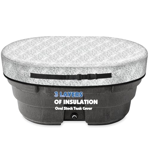 100 Gallon Oval Stock Tank Cover 3 Layers Insulation and Silver UV Heat Reflective Cold Plunge Tub Cover Waterproof and Insulated All Weather Protection 55Lx36Wx9H