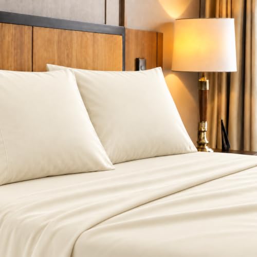 Image of Microfiber Queen Size Bedsheet with 2 Pillow Covers | Ultra Soft & Breathable Flat Sheet | Wrinkle-Resistant, Premium Comfort for Everyday Use |Size (90 inch x 102 inch) Ivory