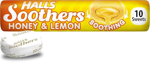 Halls Soothers Honey & Lemon Flavoured Lozenges, Made With Real Fruit Juices , 45 g (Pack of 1)