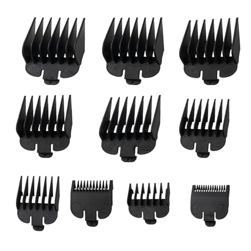 BESTBOMG Hair Clipper Guards, 10 Size Professional Cutting Guides Combs - From 1/16 Inch to 1 Inch, Compatible with Most Wahl Clippers