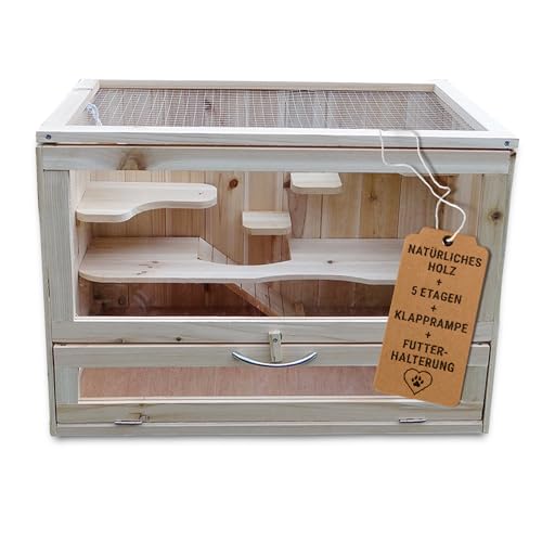 Melko Kleintierkäfig aus Holz, 60 x 35 x 42 cm, inklusive klappbarer...