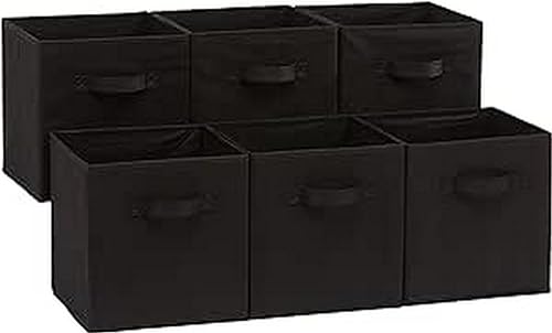 Tienda Basics Organizador de cubos de almacenamiento de tela plegable con asas color negro paquete de 6 Beige, Negro, Marrón, Gris, Azul marino, Rojo