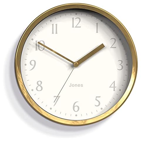JONES CLOCKS®, Reloj de Pared Redondo pequeño Diseño contemporáneo 20cm (Oro) Cover
