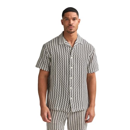 Chemise Petrol Industries courte imprimé AOP couleur seashell pour homme coupe confortable 3XL