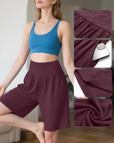 Neer 3 Pack Women's Bermuda Shorts, High Waist Cotton Stretch Casual Bottoms Knee Length Summer Athletic Short with Pockets3