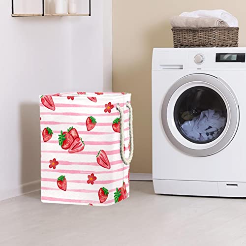 Panier à linge imperméable haut de gamme rose fraise à poignée chic