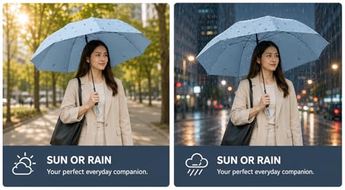 Image of Umbrella for Women | Umbrellas for Men | UV Coated 3 Fold Umbrella for Rain with Auto Open and Close Small Printed Folding Travel-Foldable Windshield