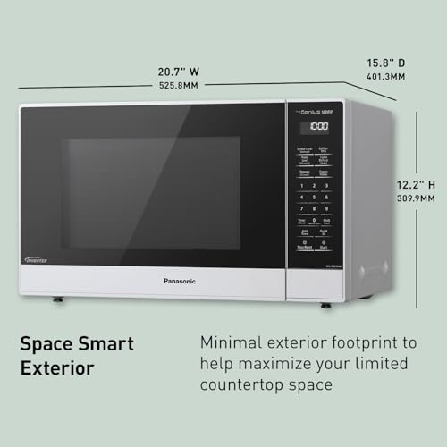 Panasonic NN-SN65KW Microwave Oven with Inverter Technology, 1200W, 1.2 cu.ft. Small Genius Sensor One-Touch Cooking, Popcorn Button, Turbo Defrost-NN-SN65KW-(White) - Image 5