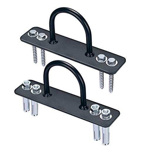 Sunmall Wall/Ceiling Mount Anchor Bracket For Suspension Straps, Gymnastic Rings,Olympic Rings,Yoga Swing & Hammock,Battle Ropes,Body Weight Strength Training Systems&Boxing Equipment (2 Pack Black) #TOP5