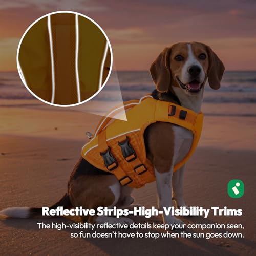 KONVINIT Schwimmweste Hund,Hundeschwimmweste,Schwimmwesten für Hunde -Dog Life Jacket für Kleine Mittel Große Hunde zum Bootfahren,Schwimmen,Surfen,Größenverstellbar mit Griff und Reflektoren