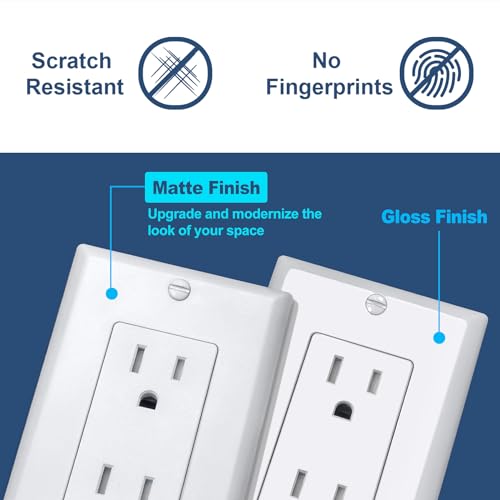 Image of CML 50 Pack 15 Amp Tamper Resistant Receptacle Outlet, UL Listed | Decorator Electrical Outlets, 15A /125V, NEMA 5-15R, Wall Plates Included, for Home, Office & Commercial Use, Matte White