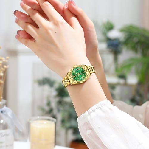 Image of NIBOSI Watches for Woman Analog Quartz Stainless Steel Diamond Rose Gold Green Small Dial Women Watches Classic Wrist Watch Date Waterproof