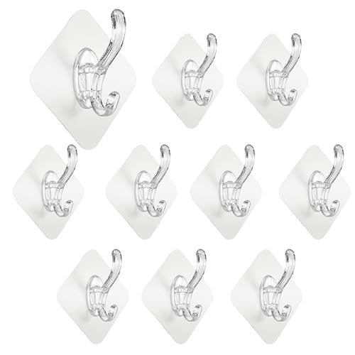 Image of Self Adhesive Heavy Duty Wall Hooks for Hanging Transparent Stainless Steel Waterproof Hooks for Kitchen, Bathroom, Home & Office (Wall-Mounted Adhesive Sticky Wall)
