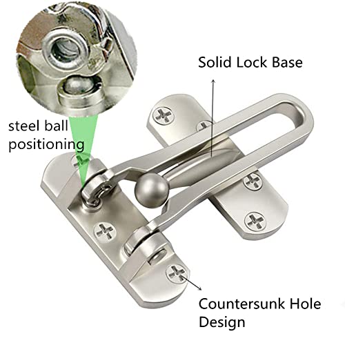 Szhdx Home Security Door Lock, Door Reinforcement Lock Swing Bar Lock， Front Door Locks For Kids, Home Reinforcement Lock For Swing-In Doors, Latch Guard Clasp,Solid Security Loc , (2 Pack) #TOP2