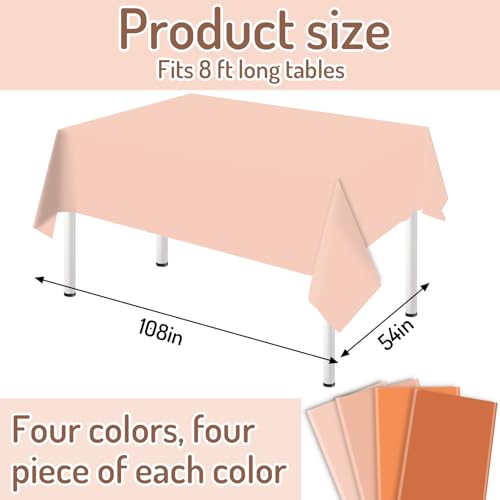 Whaline 16Pcs Terracotta Plastic Tablecloth 4 Terracotta Colors Rectangle Table Cover Waterproof Table Cloth for Birthday Wedding Parties Decorations Supplies, 54 x 108 Inch by Whaline - Image 2