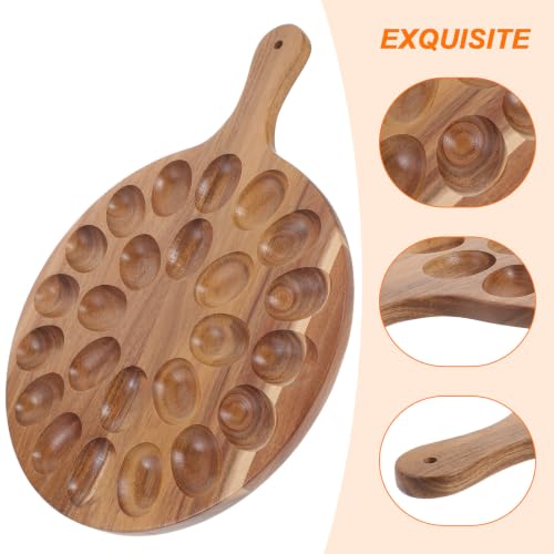 Bandeja de madera de acacia para huevos rellenos reversible y tabla de servir para el hogar 4