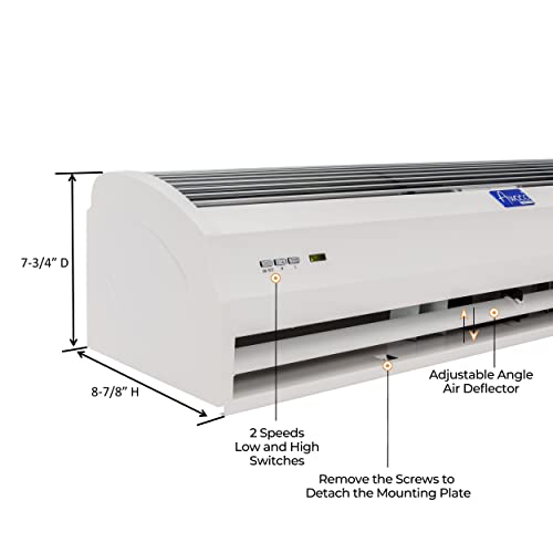 Awoco 40" FM-1210T 1250 CFM Slim Indoor Air Curtain, CE Certified, 120V Unheated with Remote Control and Magnetic Switch, Powerful, Quiet, Small Body, Light Weight - Thumbnail 3