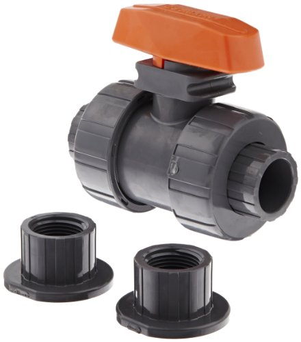 Hayward TB1075ST Series TB True Union Ball Valve, Socket/Threaded End, PVC with FPM Seals, 3/4