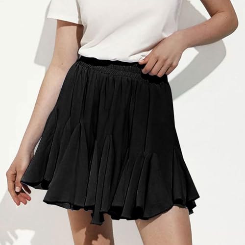 Womens Pleated Skater Skirt Basic Casual High Waisted Ruffles Flared Mini Lingerie Skirts 2025 Fashion Clothes2