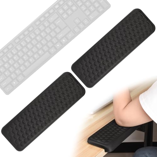 L-Shaped Desk Elbow Pad – Memory Foam Desk Edge Cushion for Armrest Support, 2-Piece Ergonomic Elbow Rest for Desk with Non-Slip Base – Desk Arm Rest for Keyboard, Office & Home Accessories