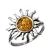 Sterling Silver and Baltic Honey Amber Sun Ring size: 6