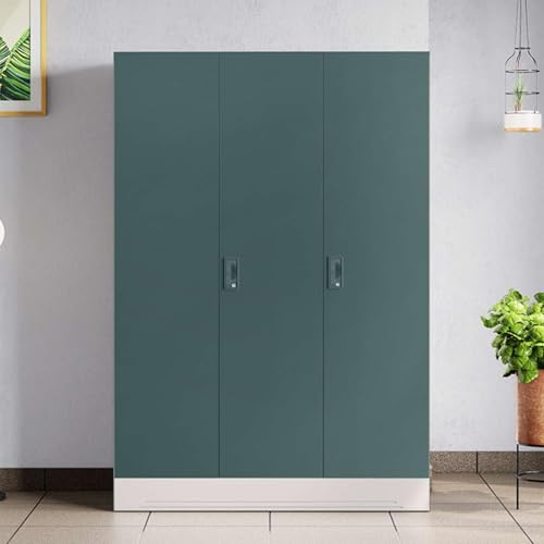 Image of Interio by Godrej Slimline 3 Door Steel Almirah with Locker & Drawer in Textured Sea Pine