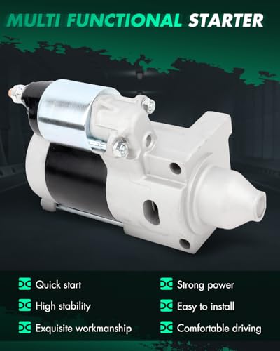 Image of SCITOO Starter Motor fit for John Deere Mowers - Z-Trak 657 / 657A /667 /667A /727 / 727A All,for Kawasaki 23HP for Kubota Tractors - Lawn T1770 2005-Bk FH GH500V 17HP Gas Replacement Starter 18266
