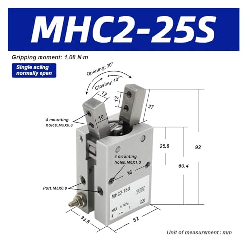 Cylindre MHC2-25S pince d'angle simple effet normalement ouvert - 3