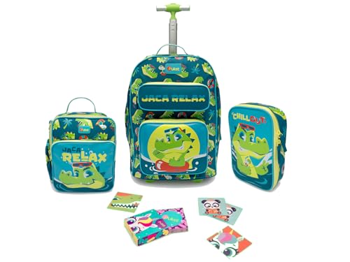 Kit Mochila Com Rodinha Grande Jacaré Relax