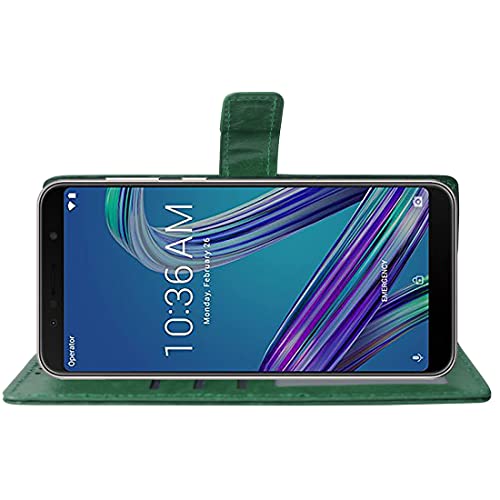 Image of Flip Cover Compatible with Asus Zenfone Max Pro M1 | Premium Leather Finish | Inbuilt Pockets & Stand | Flip Cover Back Case for Asus Zenfone Max Pro M1 (Green)